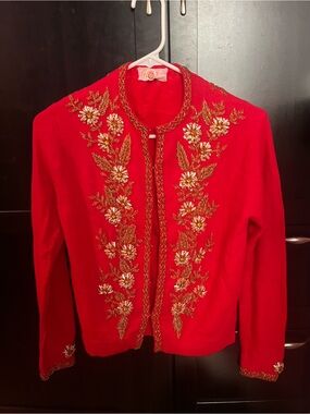 GLO Jeans Red Jacket with Gold Embroidery